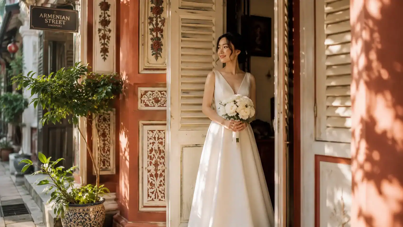 Singapore bride in ivory ROM ceremony gown