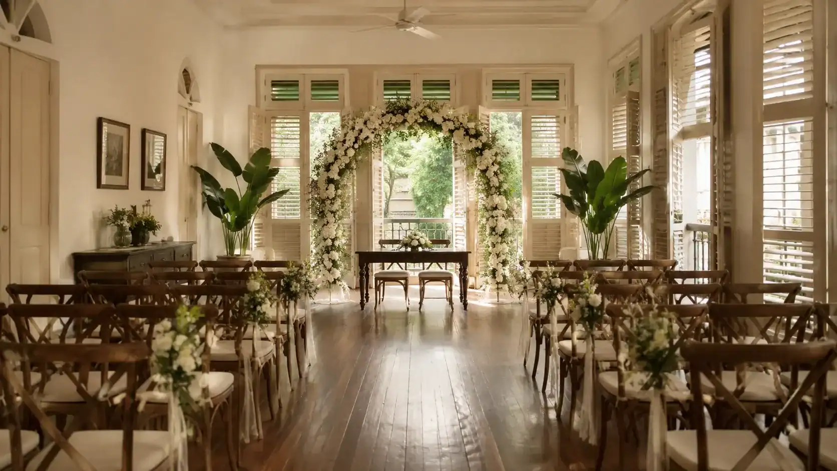 Styled heritage shophouse set up for a Singapore ROM ceremony.